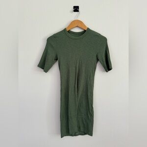 Enza Costa Green Ribbed Half Sleeve Midi Dress